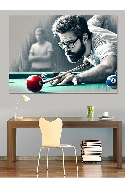 Tablomega Pânză decorativă focalizată pentru jucător de biliard - MDF Lemn