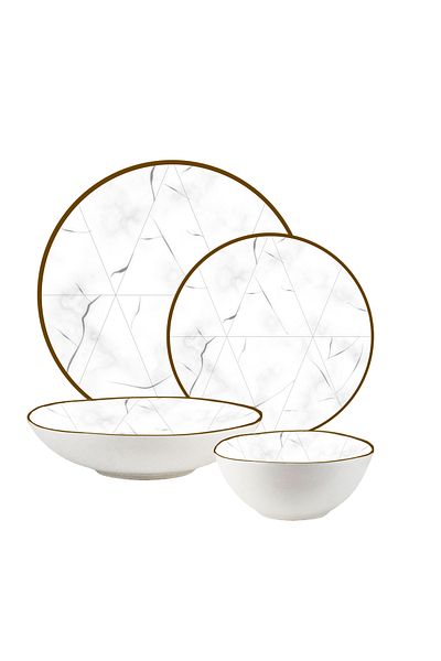 Cesiro 24-piece plate set, 6 people - Ensemble Marmura Aurea - Italian Porcelain Dinnerware Set