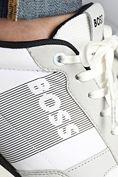 BOSS Marka Logolu Kaı Runner Erkek Sneaker Beyaz