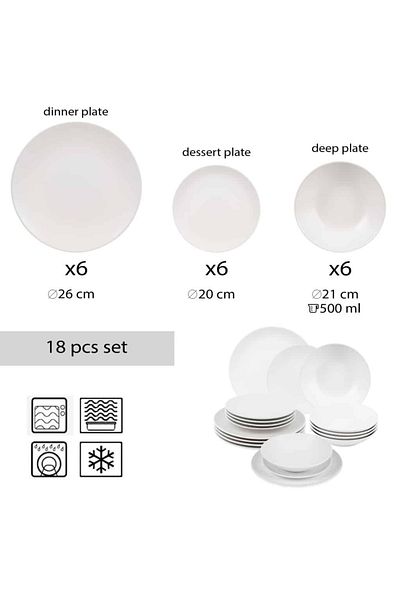 Cesiro 18-piece plate set, for 6 people, North Pole, Cesiro, Arctic White Matt