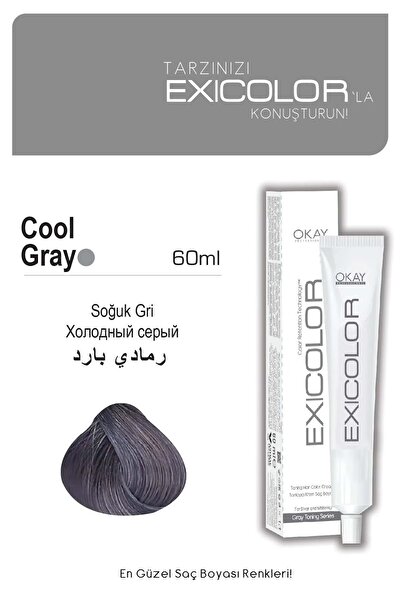 NEVA KOZMETİK Exicolor  Soğuk Gri 60 ml 2 li Saç Boyası