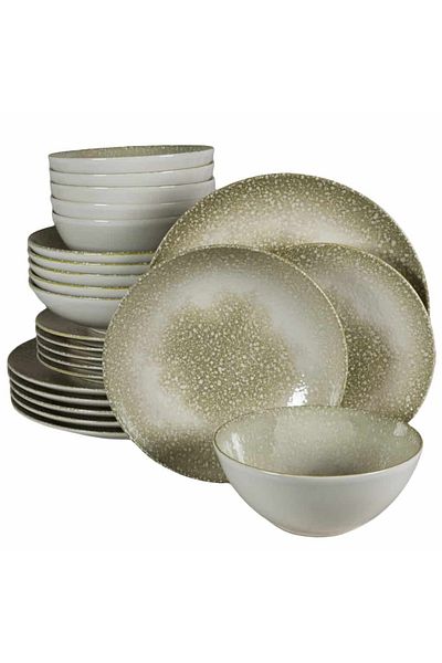 Cesiro Set farfurii 24 piese, pentru 6 persoane, Silver, Cesiro, Alb Ivoire cu gri