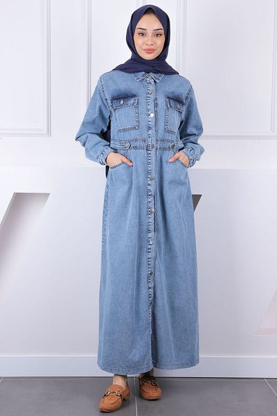 İmajButik Μπλε τζιν φόρεμα τσέπης