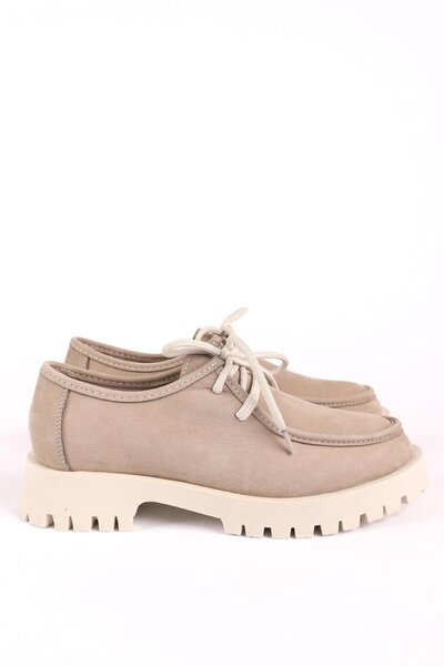 Hayati Arman Women's Genuine Leather Casual Shoes Nubuck Beige