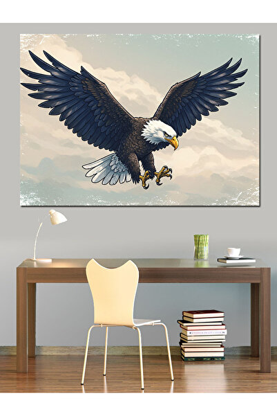 ekart Kartal Ve Gök Çizimi Dekoratif Kanvas - Mdf Ahşap Tablo