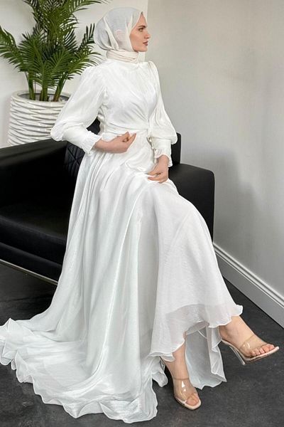 MERVEN AKYÜZ Βραδινό φόρεμα Rovena Side Tie Λευκό