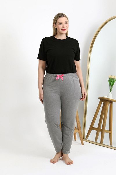 Akbeniz Pijama de damă din bumbac cu fundul marimii 27559 gri