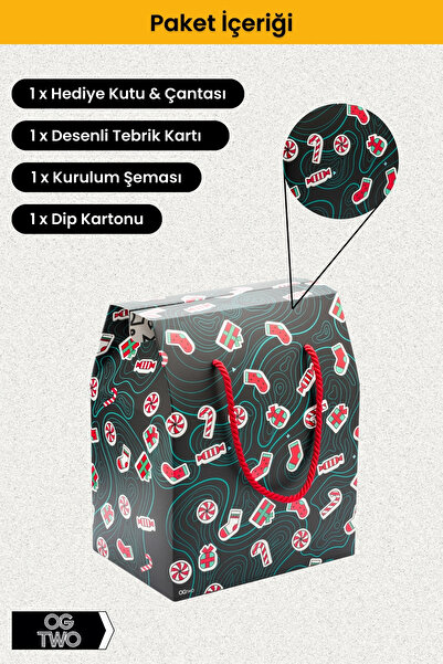 OGTWO Premium Konsept Tasarım Hediye Kutusu & Çanta Yılbaşı Hediye Paketi Hediyelik Kutu - 24x14x20cm