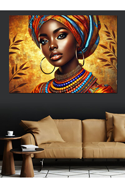 karizmart Afrikalı Kadın Ve Takılar Dekoratif Kanvas - Mdf Ahşap Tablo