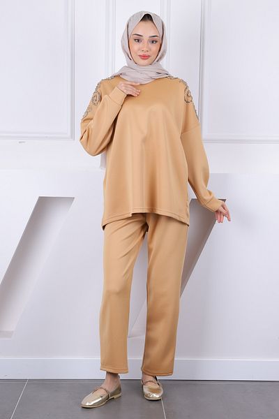 İmajButik Μπισκότο Scuba Suit με πέτρες ώμου
