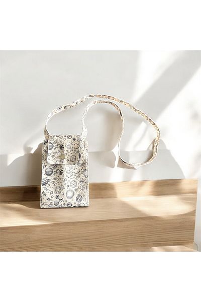 Moserini Patterned Shoulder Strap 3 Compartment Phone and Wallet Bag - Space