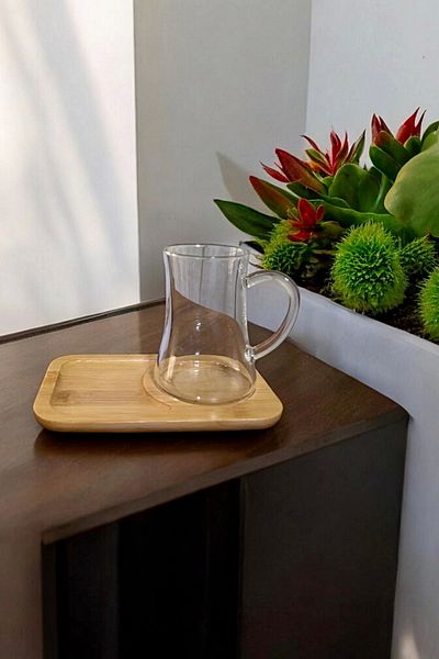 Tilbe Home Morning Tea Cup Set with Bamboo Lid 180ml Heat Resistant