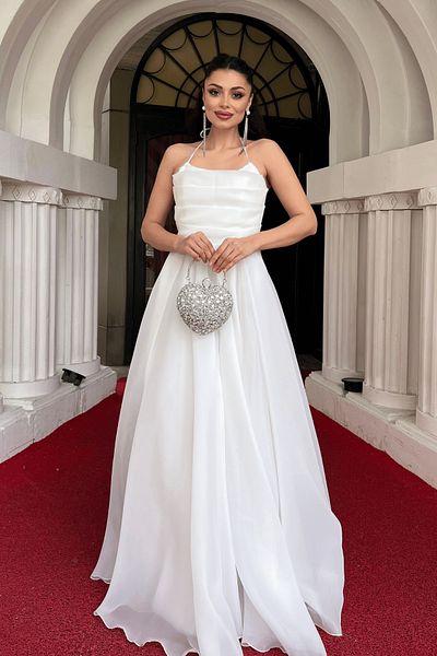 giyimmasalı Φόρεμα Organza Fabric με κορδόνι πλάτης - ΛΕΥΚΟ