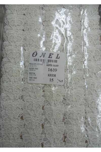 Twin Store Lace Polyester Guipure Tape Cream 15 Meters Width 6 cm On-1639-Kr