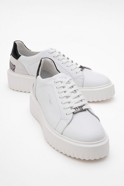 MARCOMEN Men's Thick Sole Lace-Up Casual Shoes Real Leather Mc 21185 White