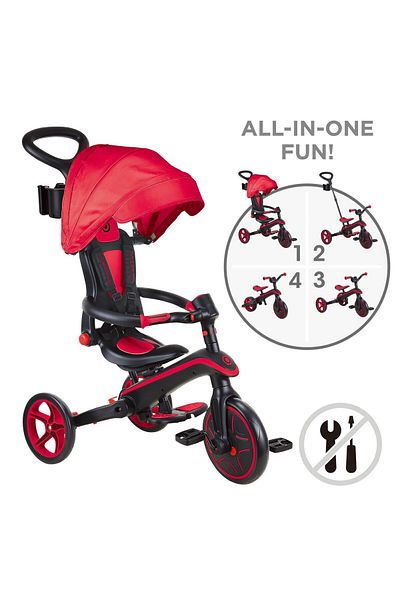 Globber Tricicleta Globber Explorer 4 in 1 pliabila, culoare rosie