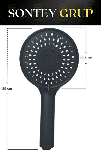 FİYU TEDARİK SİYAH SPA BÜYÜK KAFA 3 FONKSİYONLU DUŞ BAŞLIĞI YAĞMUR ETKİLİ