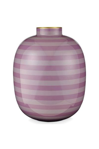 Pip Studio Vaza decorativă din metal, dungi Lilac, 32cm, coelcția Lily & Lotus, Pip Studio