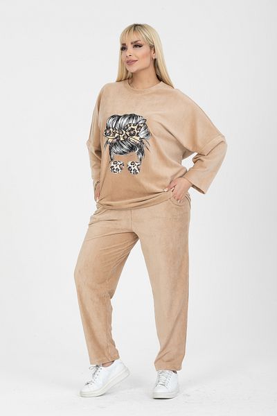 Dejabrew Jeans طقم علوي سفلي مخملي رفيع مقاس كبير A064-1