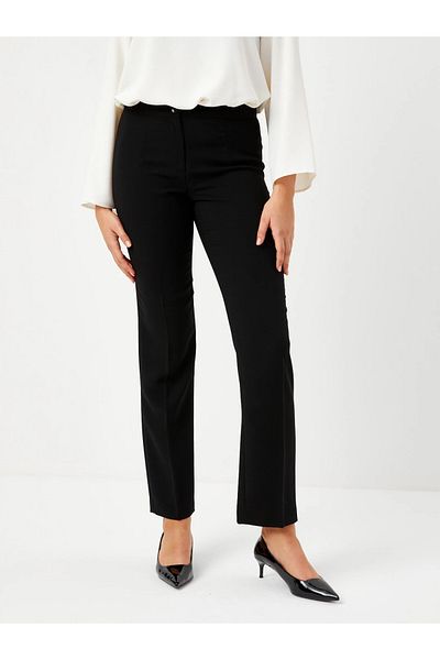 Faik Sönmez B00047 - Black Straight Cut Normal Waist Trousers