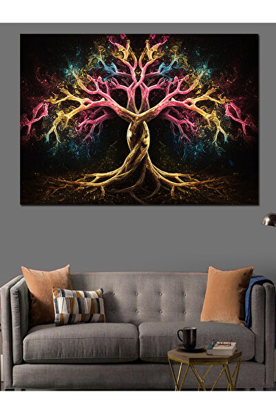 KanvasSepeti Arborele vieții colorat, pictură în ulei decorativă, texturată, ...