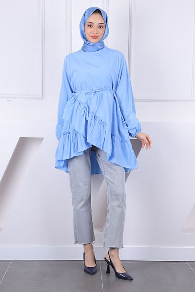 İmajButik Baby Blue Skirt Layered Ruffle Tunic
