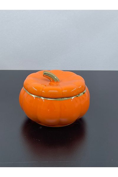 YzHome 3-Piece Porcelain Gilded Pumpkin Bowl in 3 Sizes with Lid