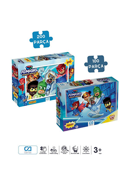 CA Games (2'Lİ SET) PJMASKS Lisanslı 200 - 100 Parça Çocuk Puzzle Yapboz Serisi