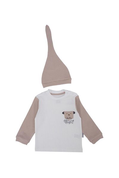 Bebelop Unisex Baby Report Animal Embroidered Hat 2-Piece Top and Bottom Set