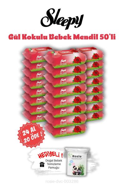 Sleepy Islak Bebek Mendil 24 AL 20 ÖDE Sleepy Gül Kokulu 50'li ve ROSIE