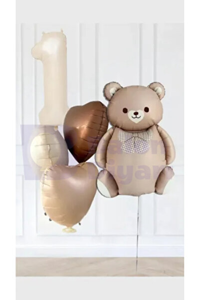 BALON DİYARI طقم بالون عيد ميلاد دمية دب تيدي ريترو ذات طابع عام 1 سنة