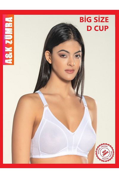 A&K ZÜMRA Women's Wire-Free Non-Support Combed Cotton Gathering Bra D Cap