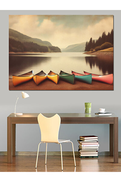 ekart Pânză decorativă cu peisaj de canoe colorate - MDF Lemn