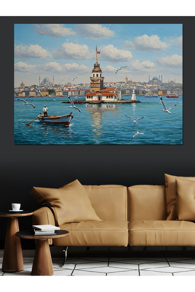 ekart Kız Kulesi Ve Deniz Dekoratif Kanvas - Mdf Ahşap Tablo