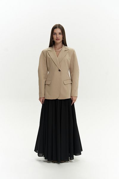 MAİ COLLECTİON Briella Waist Fitted Mink Blazer
