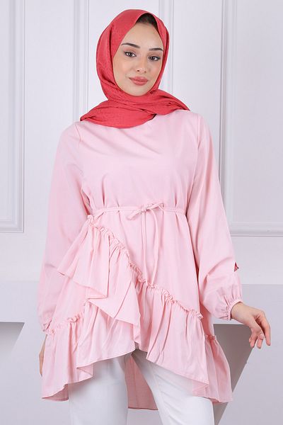 İmajButik Powder Skirt Layered Ruffled Tunic