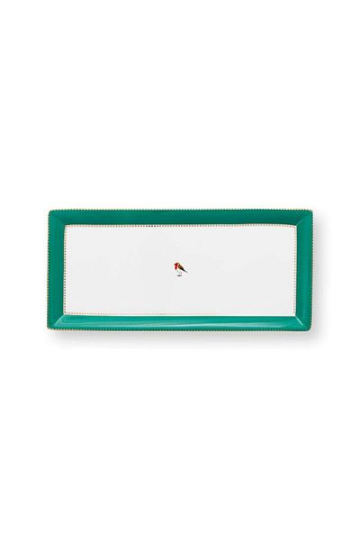 Pip Studio Porcelain cake tray, Pip Studio, 33.3x15.5cm, Love Birds Emerald collection