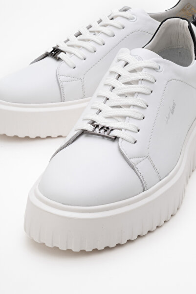 MARCOMEN Men's Thick Sole Lace-Up Casual Shoes Real Leather Mc 21185 White