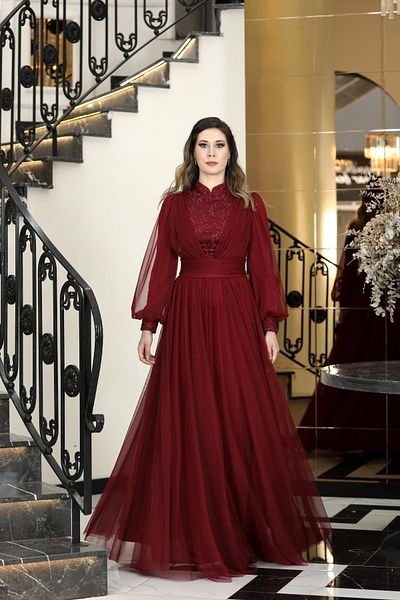 Modaviki Seyran Evening Dress Burgundy Fvm2003