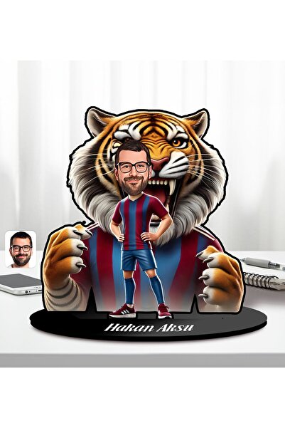 Bk Gift Kişiye Özel Bordo Mavi Taraftar Tasarımlı Karikatür Biblo-1, Arkadaşa...
