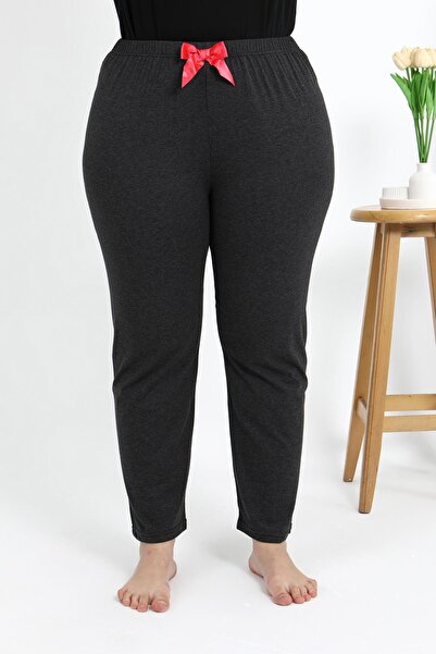 Akbeniz Women's Cotton Plus Size Bottom Pajamas - 27559 Anthracite