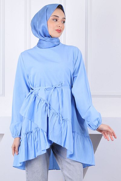 İmajButik Baby Blue Skirt Layered Ruffle Tunic