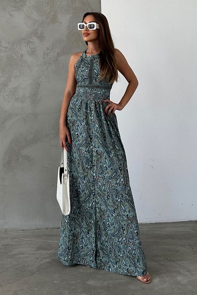 CİDDE Women's Paisley Patterned Backless Long Dress