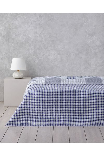 English Home Urban Patchwork King Size Multi-Purpose Cover 240X220 cm Navy Blue