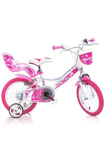 Dino Bikes Little Hearth Db-144rn-05lh Children's Bicycle, 14 Inch, White And Pink