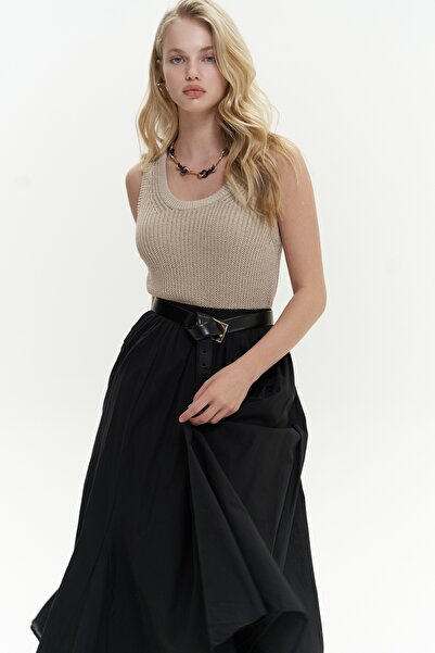 BOHEMAİ Fusta neagră plisată Amaya la gleznă