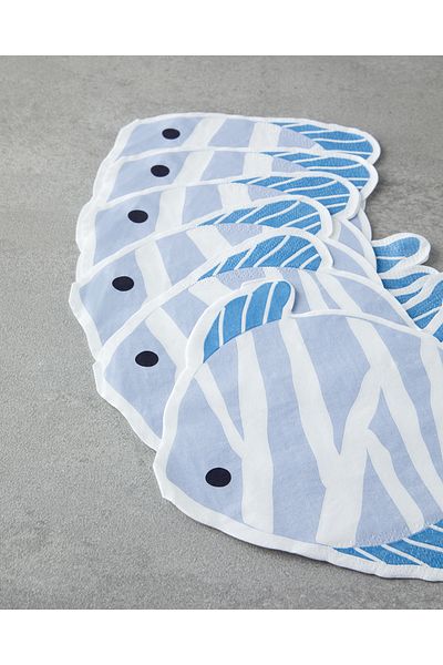 English Home Blue Pack of 20 Coastal Fish Paper Napkins 32.5X32.5 cm