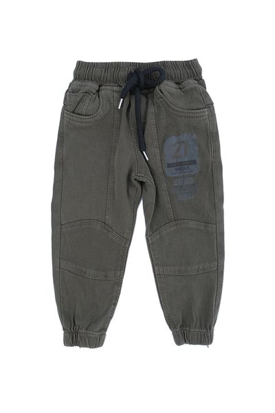 Bebelop Boy's Elastic Leg Pocket Printed Lace-up Trousers