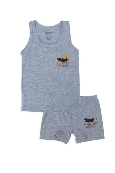 Bebelop Boy's Combat Airplane Printed Athlete Boxer 2-Piece Top and Bottom Set