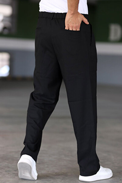 MissKybele Normal Lastikli Bel Fermuar Kapama Cepli Astarlı Çift Pileli Esnek Likralı Baggy Kumaş Pantolon